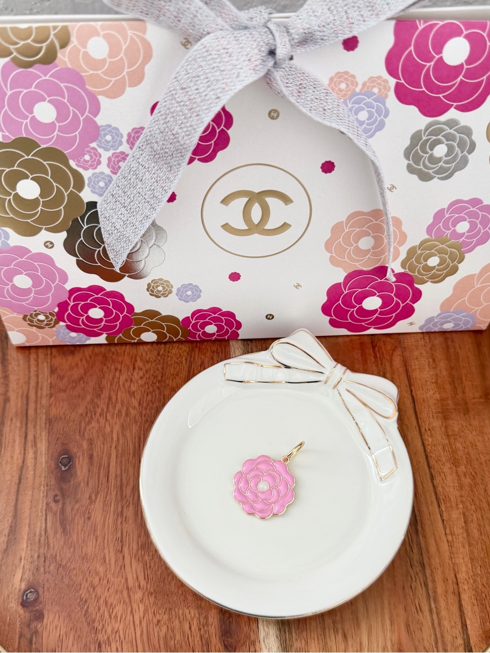 CHANEL Mother day Pink Camellia Flower Charm